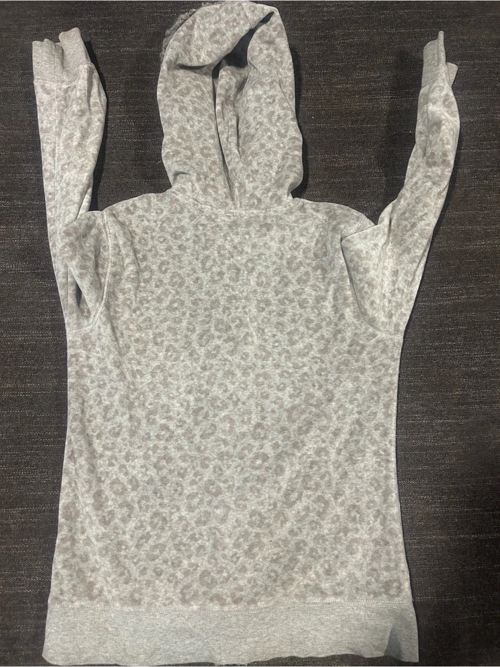 Justice Gray Cheetah Leopard Sherpa Lined Love Zip Up Hoodie 12